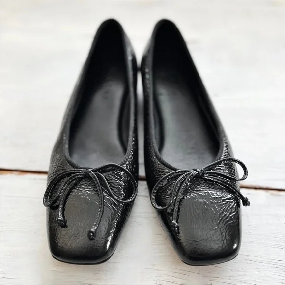 M. Gemi Danza Flats Patent Leather Black Ballet Shoes Hidden Wedge 37.5 EU $298 - Picture 8 of 11
